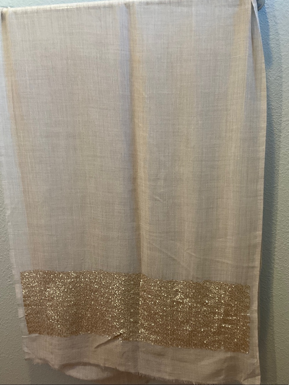 Scarf with Gold Sequin Border